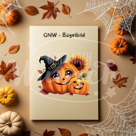 Bügelbild - Süßer Kürbis mit Hexenhut - Niedlich & Verspielt - GNW_600090