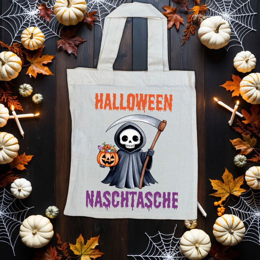 .Gruselige "Halloween Naschtasche" Jutebeutel – Perfekt für kleine Grusel Abenteuer | 22 x 26 cm Baumwolltasche