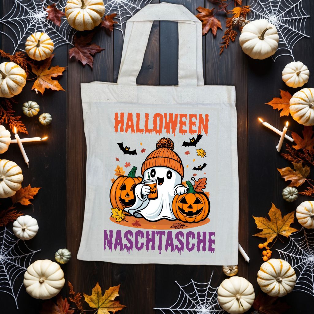 .Gruselige "Halloween Naschtasche" Jutebeutel – Perfekt für kleine Grusel Abenteuer | 22 x 26 cm Baumwolltasche