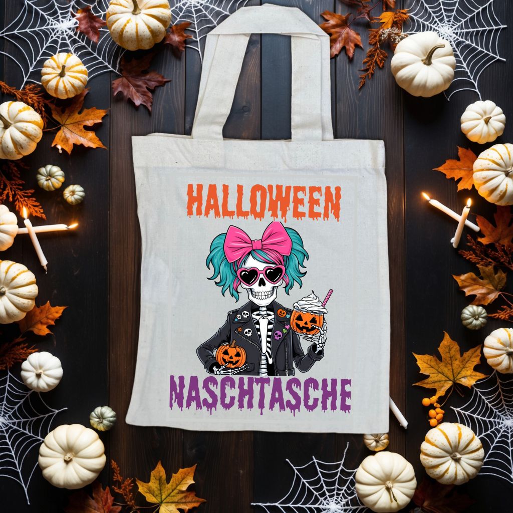 .Gruselige "Halloween Naschtasche" Jutebeutel – Perfekt für kleine Grusel Abenteuer | 22 x 26 cm Baumwolltasche