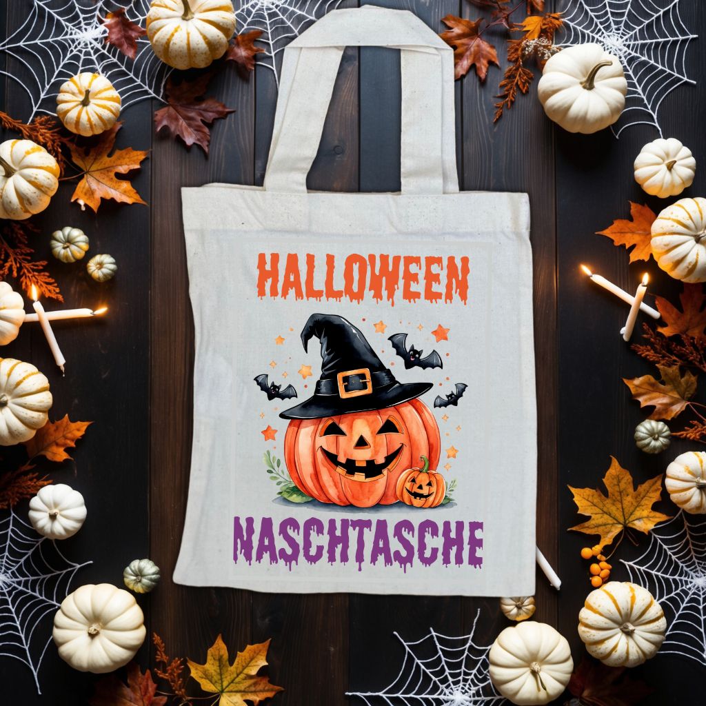 .Gruselige "Halloween Naschtasche" Jutebeutel – Perfekt für kleine Grusel Abenteuer | 22 x 26 cm Baumwolltasche
