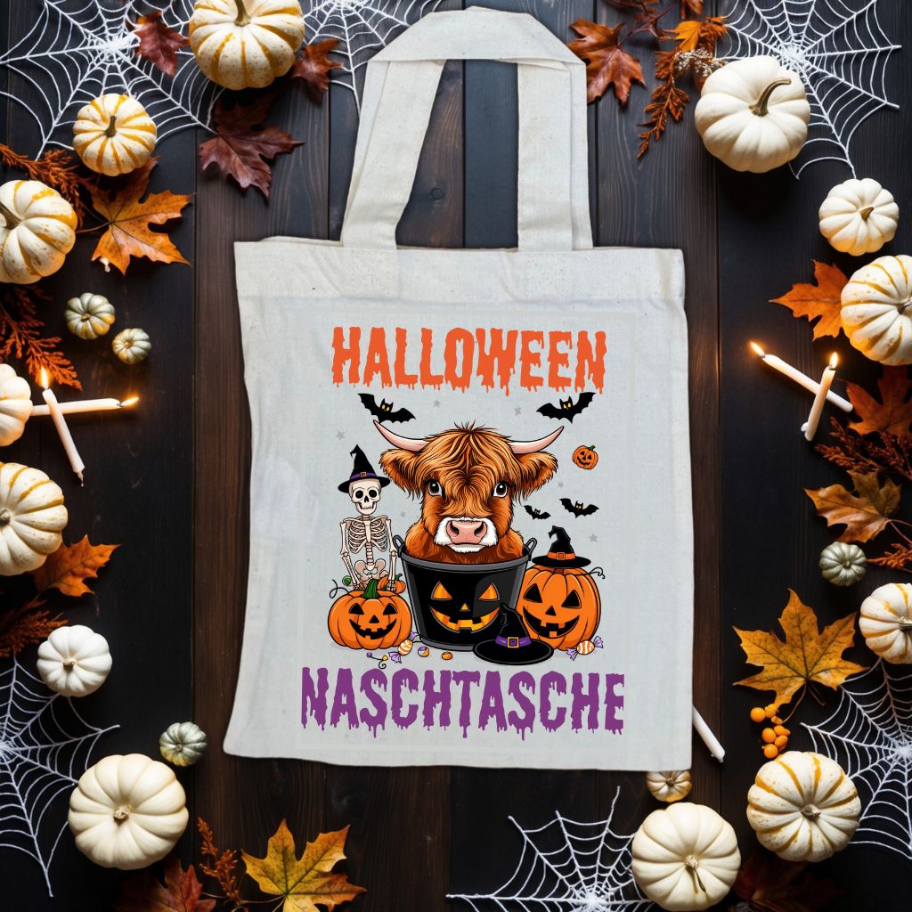 .Gruselige "Halloween Naschtasche" Jutebeutel – Perfekt für kleine Grusel Abenteuer | 22 x 26 cm Baumwolltasche