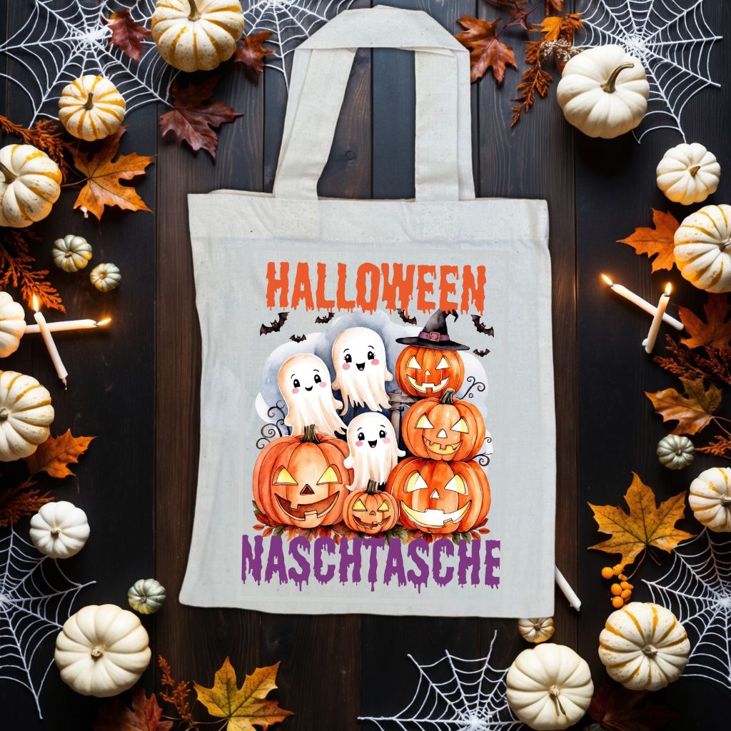 .Gruselige "Halloween Naschtasche" Jutebeutel – Perfekt für kleine Grusel Abenteuer | 22 x 26 cm Baumwolltasche