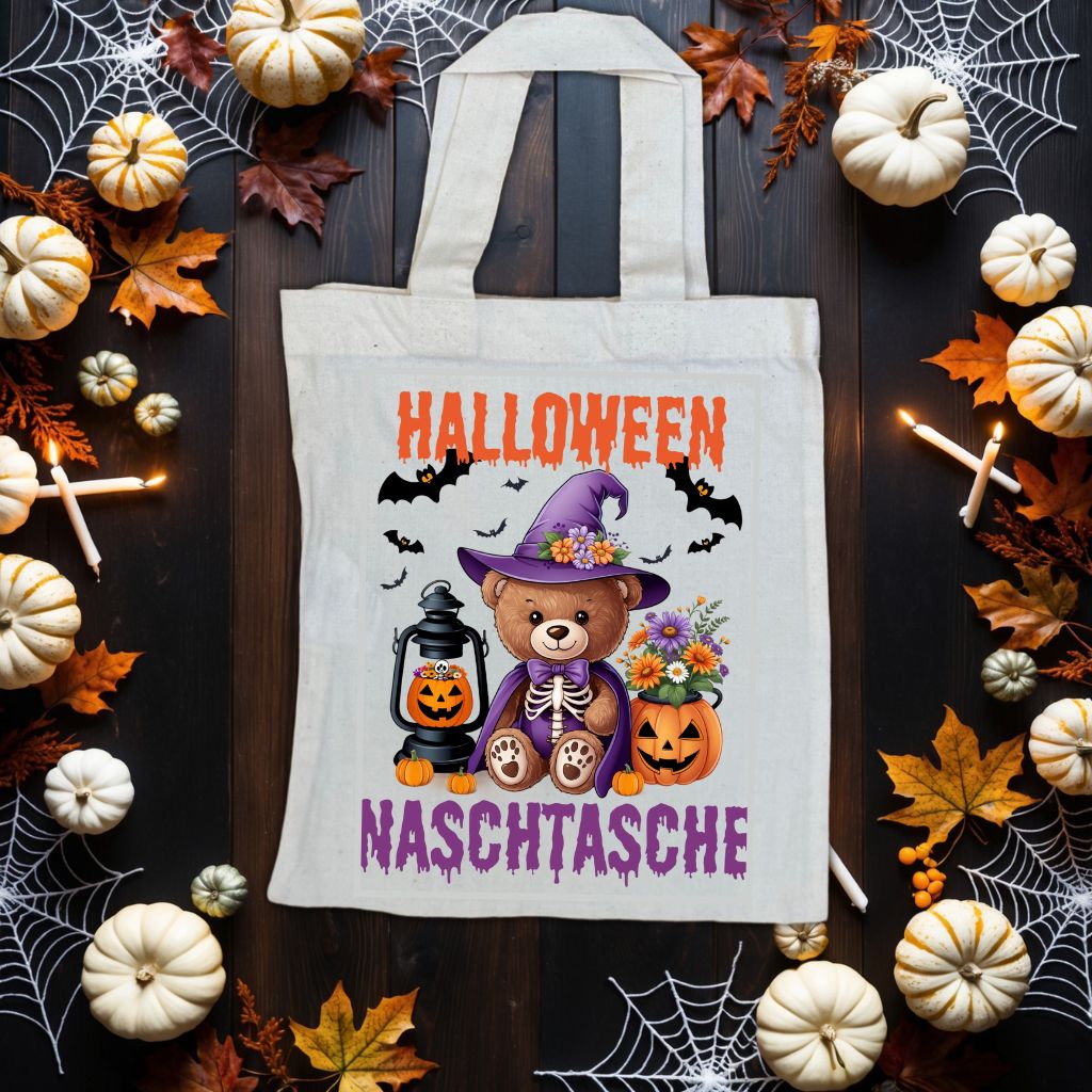 .Gruselige "Halloween Naschtasche" Jutebeutel – Perfekt für kleine Grusel Abenteuer | 22 x 26 cm Baumwolltasche