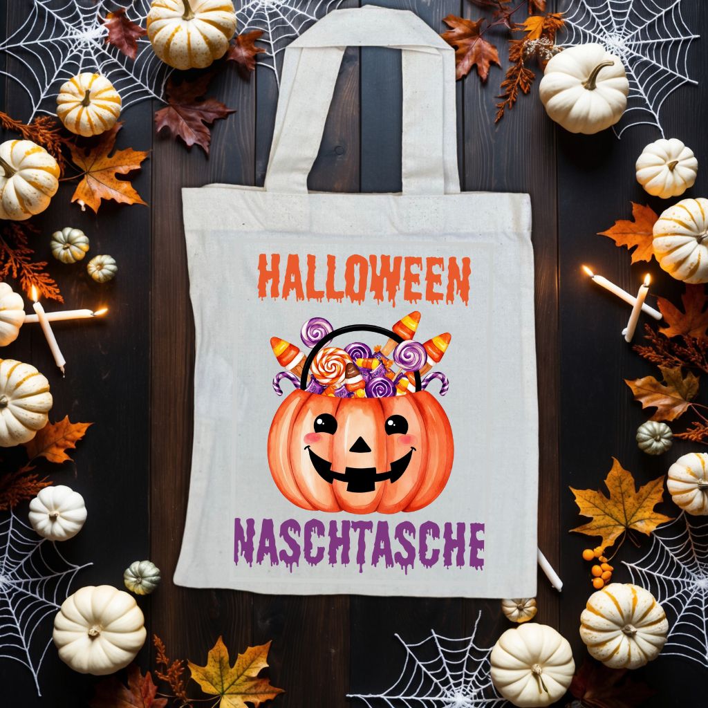 .Gruselige "Halloween Naschtasche" Jutebeutel – Perfekt für kleine Grusel Abenteuer | 22 x 26 cm Baumwolltasche