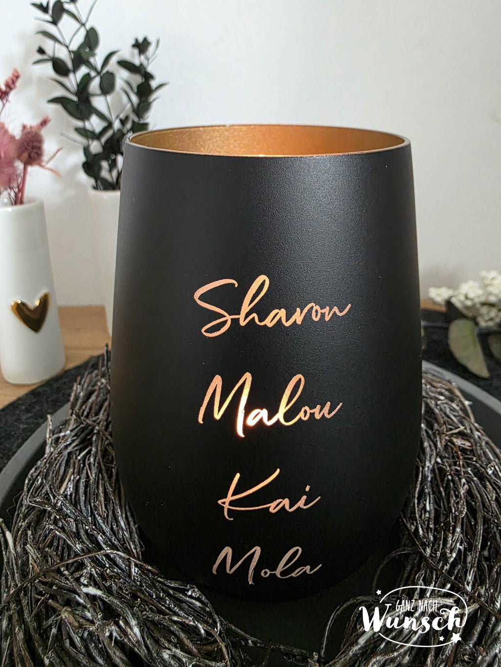 Personalisiertes Windlicht | Jubiläum | Gravur | Jahrestag | Erinnerungslicht | Familie | Geschenk zum Geburtstag | Sternzeichen | Deko