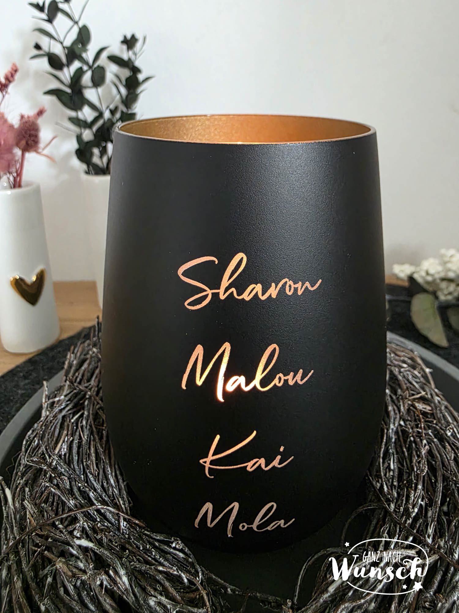 Personalisiertes Windlicht | Jubiläum | Gravur | Jahrestag | Erinnerungslicht | Familie | Geschenk zum Geburtstag | Sternzeichen | Deko