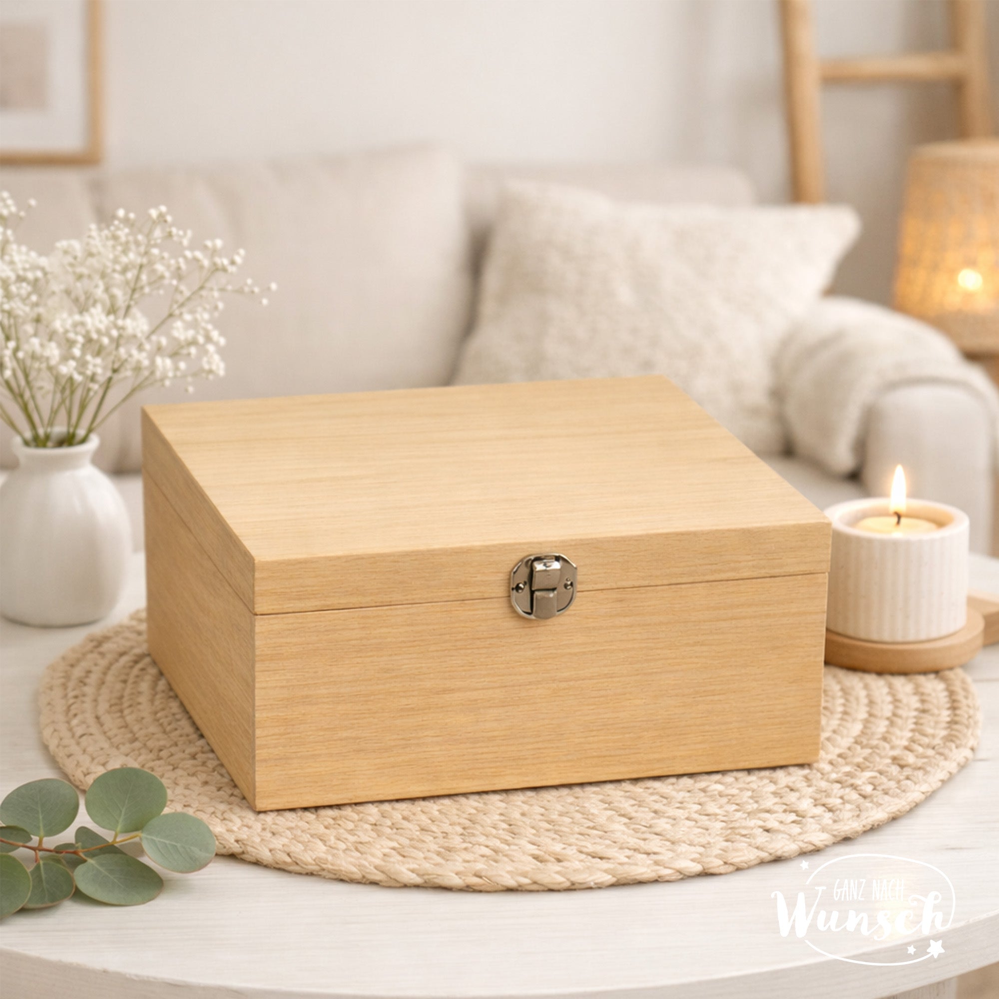 Holzkiste Hochzeit mit Blumenmotiv | Erinnerungsbox mit UV-Druck | 3 Größen | Hochzeitsgeschenk personalisiert