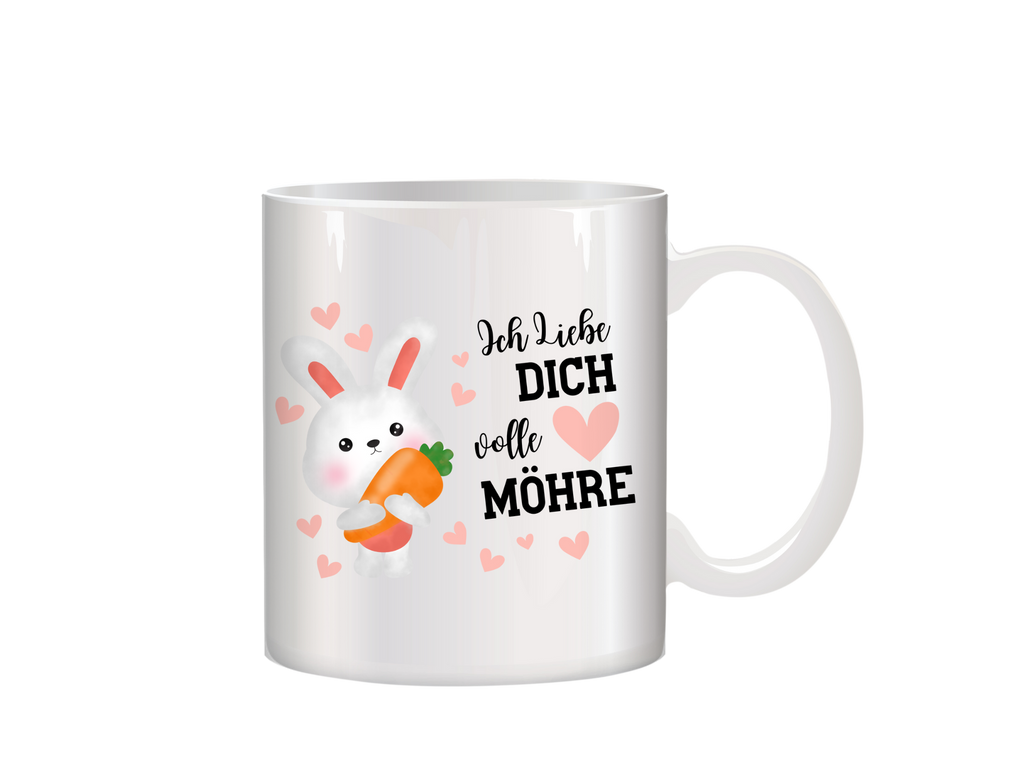 Tasse | Ich liebe dich volle Möhre | 325 ml | Keramik | Geschenk | Liebe | Hase | Osterdeko | Romantisch | Humor | Kaffeetasse