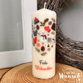 Weihnachtskerze personalisiert mit Wintermotiven und "Frohe Weihnachten" | Stumpenkerze | Weihnachtsdeko | Geschenkidee | Adventskerze | Festlich
