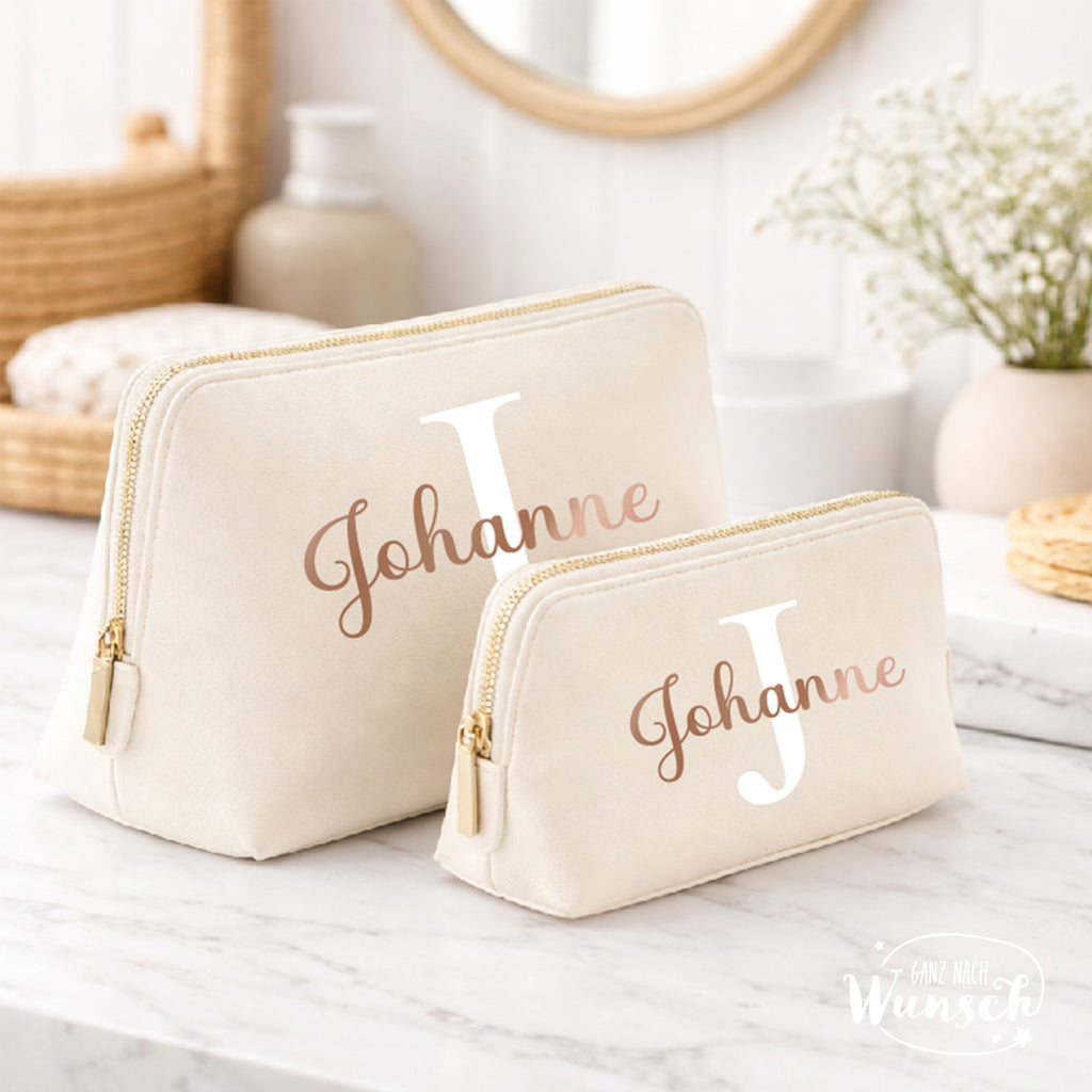 Personalisierte Kosmetiktasche mit Initial und Name | Personalisierter Kosmetikbeutel | personalisierte Kulturtasche | Schminktasche