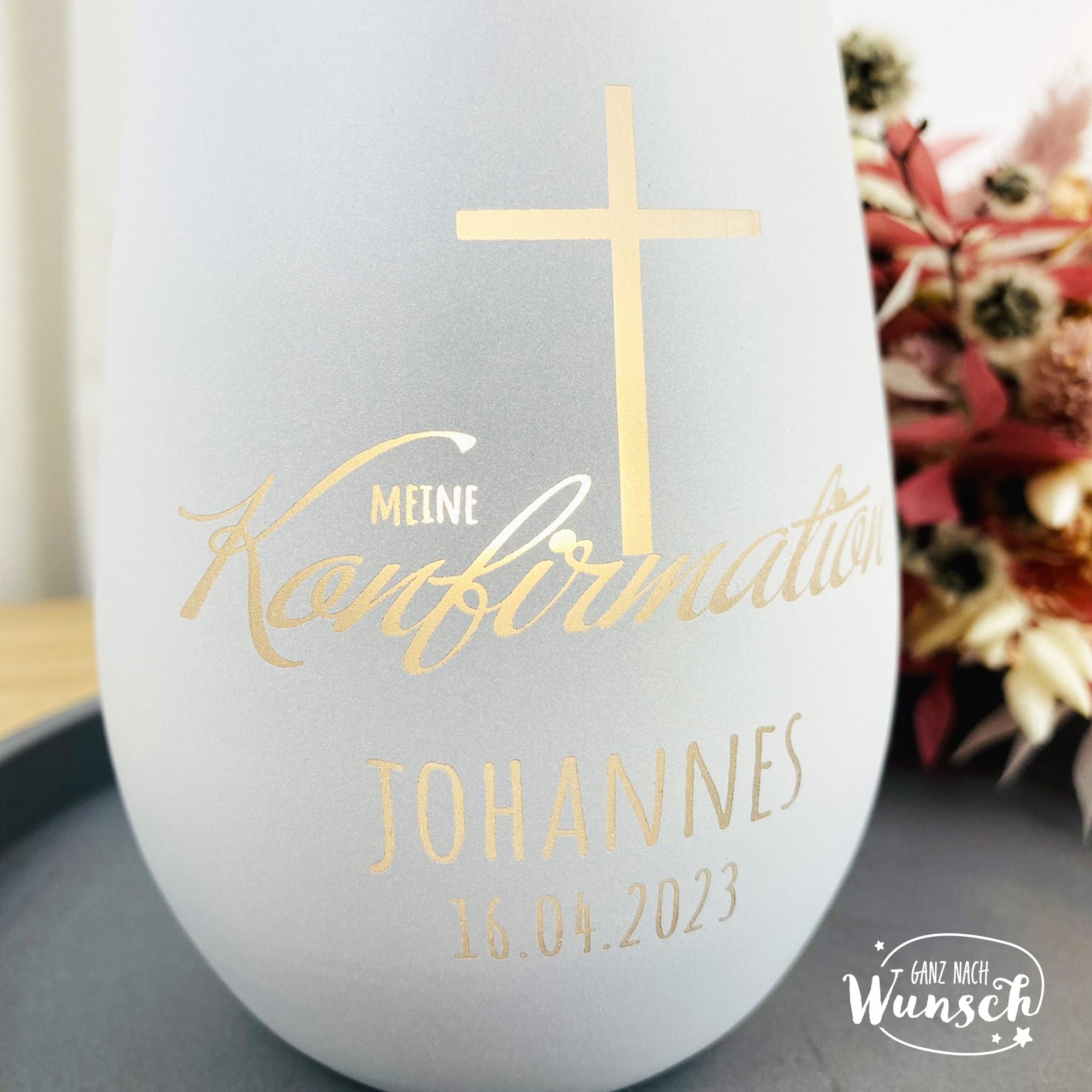 Windlicht zur Konfirmation | Kommunion | Firmung | Taufe | personalisiert | Teelichthalter