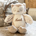 Kuscheltier mit Name l Stofftier personalisiert l Eule l hellbraun l Adventskalender l Geschenk zu Weihnachten | Geschenk Nikolaus | Rentier