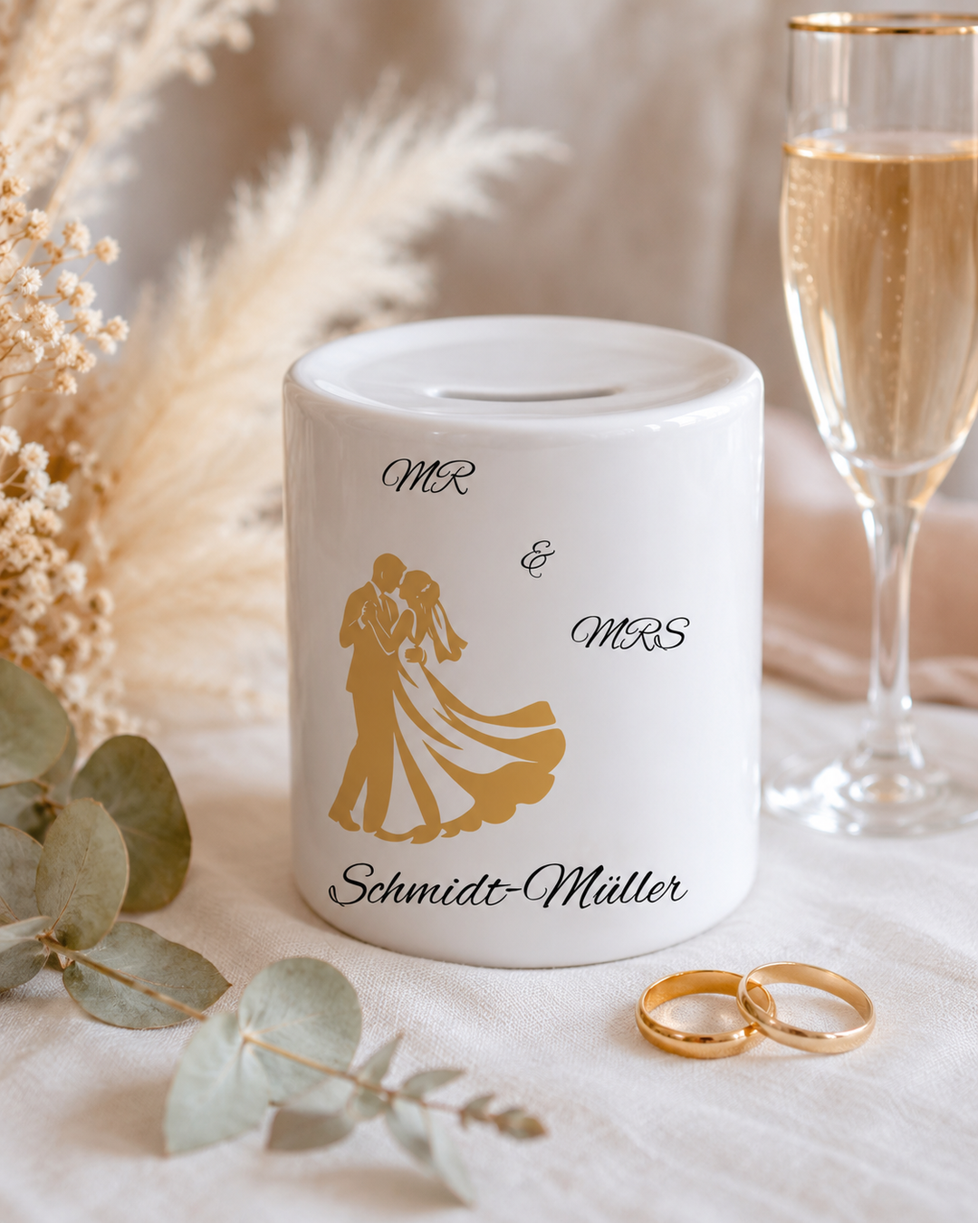 Spardose Mr &amp; Mrs personalisiert mit Namen | Hochzeitsgeschenk Brautpaar | GNW