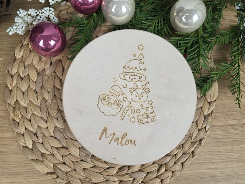 Frühstücksbrettchen | Tannenbaummotiv | Frühstücksbrett | Brettchen personalisiert | Weihnachtsgeschenk | Holzbrettchen | Brotzeitbrett