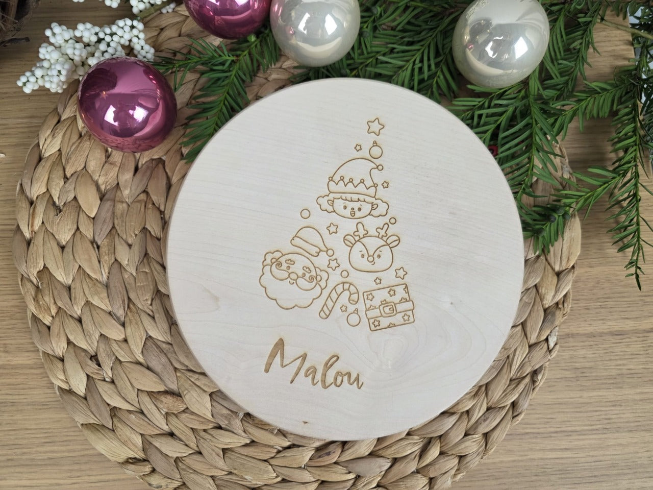 Frühstücksbrettchen | Tannenbaummotiv | Frühstücksbrett | Brettchen personalisiert | Weihnachtsgeschenk | Holzbrettchen | Brotzeitbrett