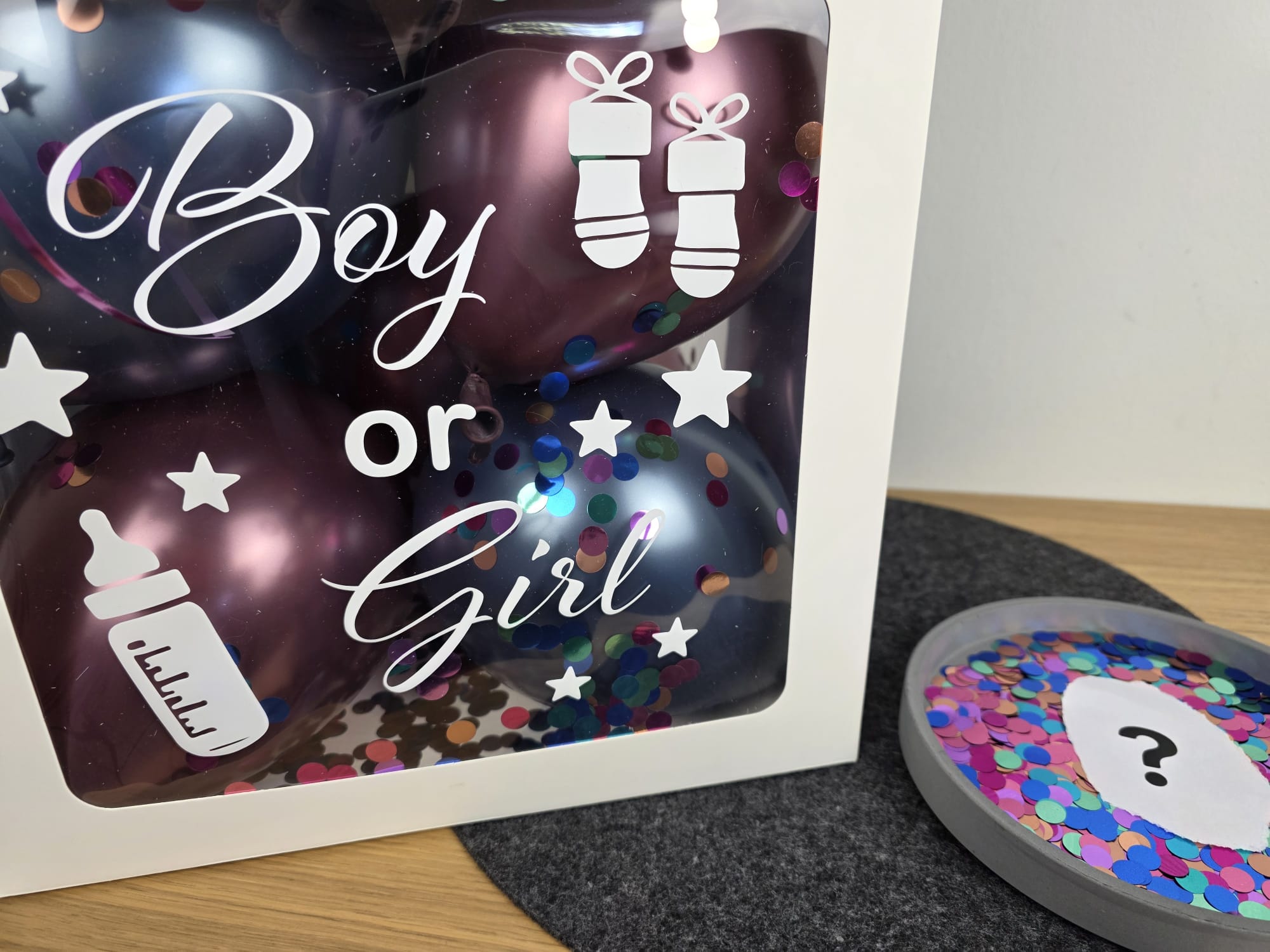 Gender-Reveal Ballonbox, Verkündungsbox, Geschenkbox zur Schwangerschaft, Gender Reveal Party, Boy or Girl Ballonbox, Geschlechtsverkündung