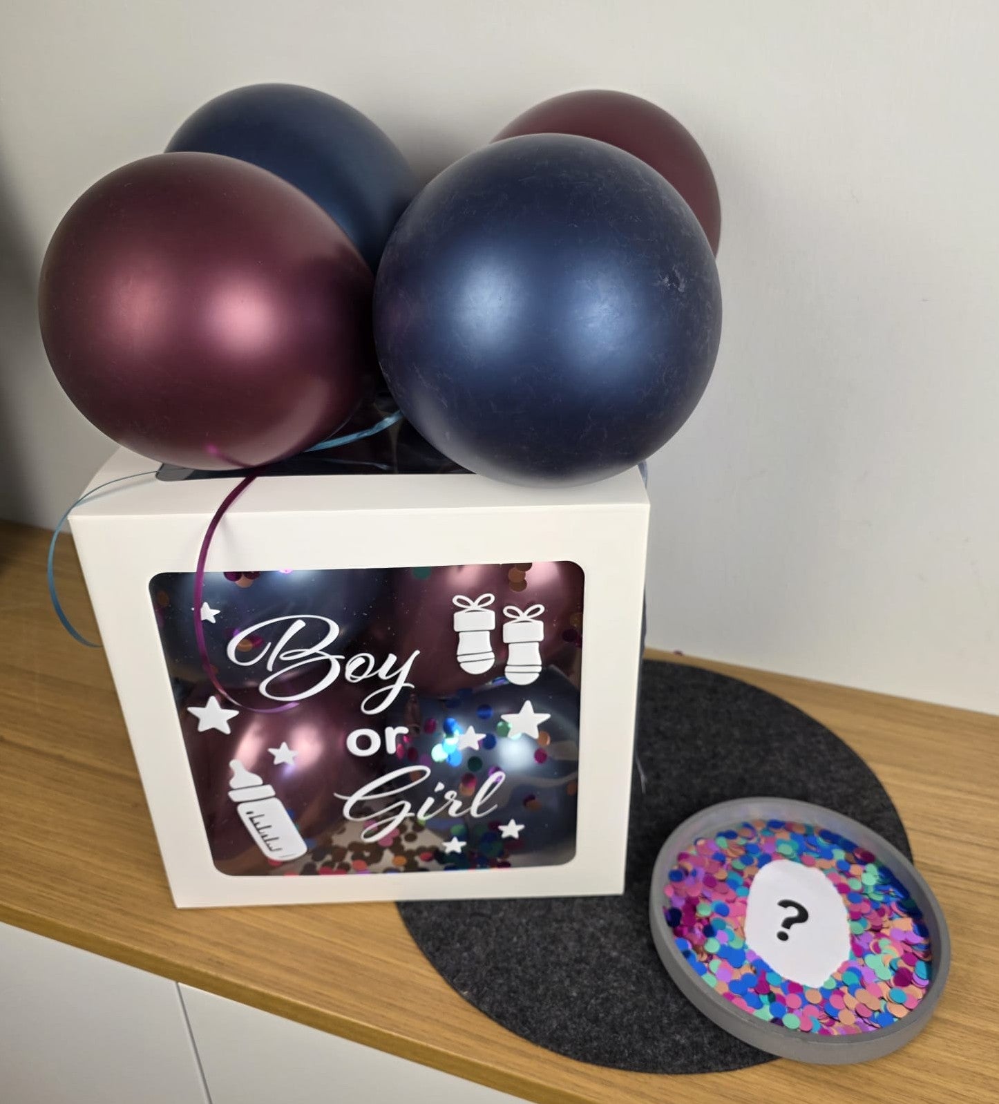 Gender-Reveal Ballonbox, Verkündungsbox, Geschenkbox zur Schwangerschaft, Gender Reveal Party, Boy or Girl Ballonbox, Geschlechtsverkündung