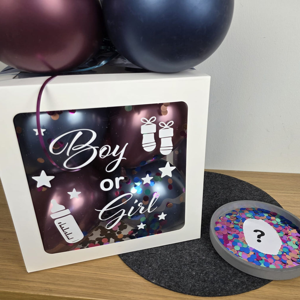 Gender-Reveal Ballonbox, Verkündungsbox, Geschenkbox zur Schwangerschaft, Gender Reveal Party, Boy or Girl Ballonbox, Geschlechtsverkündung