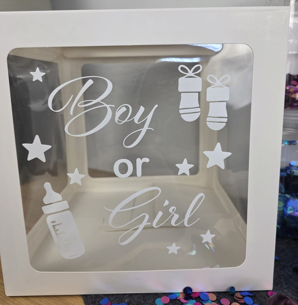 Gender-Reveal Ballonbox, Verkündungsbox, Geschenkbox zur Schwangerschaft, Gender Reveal Party, Boy or Girl Ballonbox, Geschlechtsverkündung