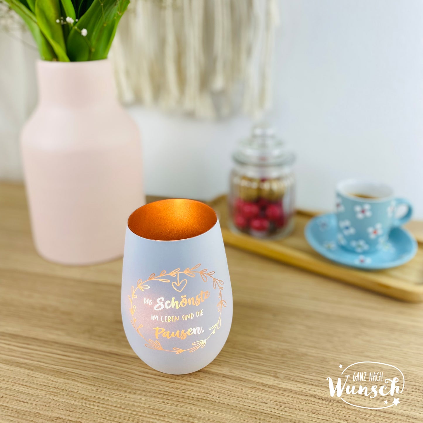 Windlicht | Gravur | Auszeit | Pause | Vase | Geschenk | Geburtstag | Freundin