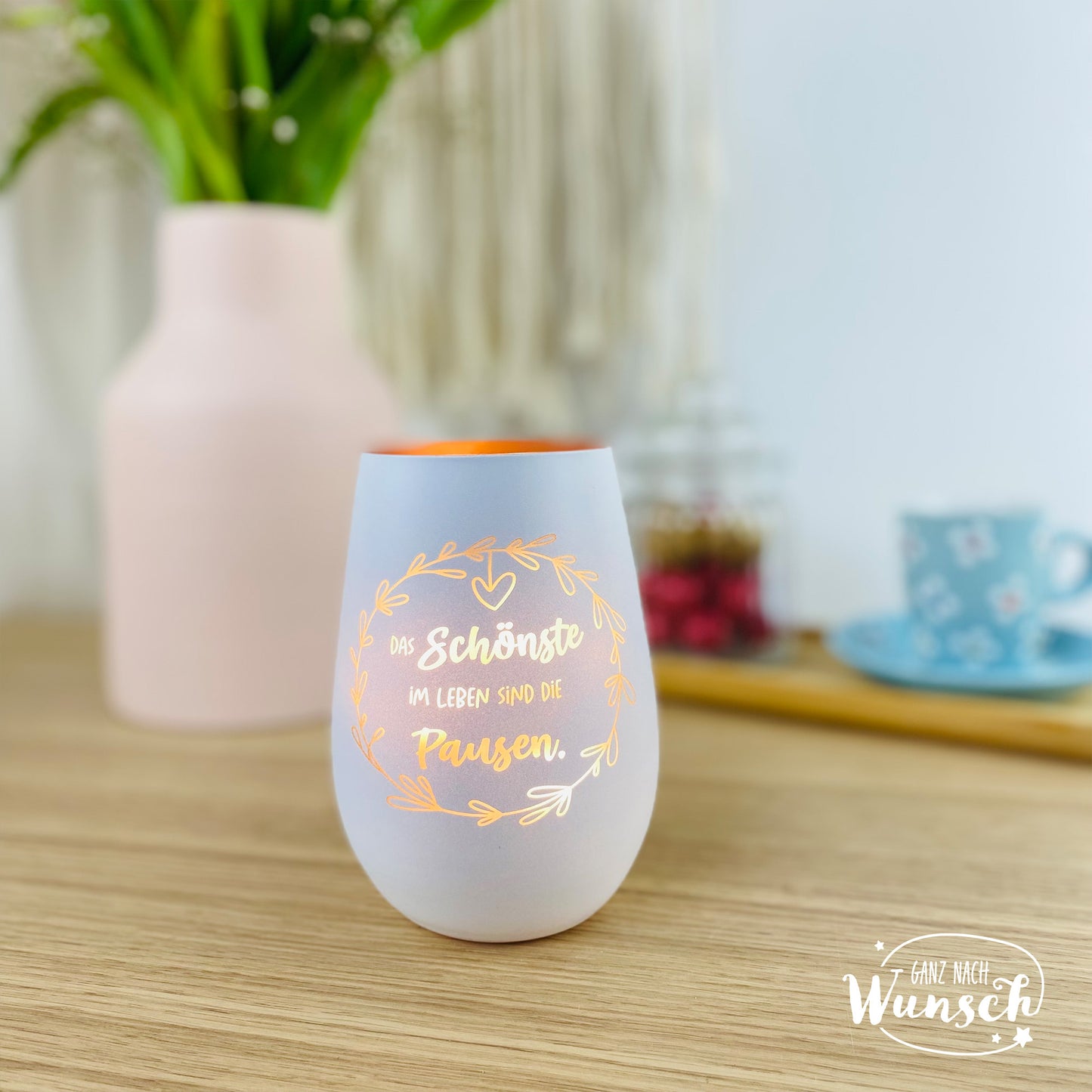 Windlicht | Gravur | Auszeit | Pause | Vase | Geschenk | Geburtstag | Freundin