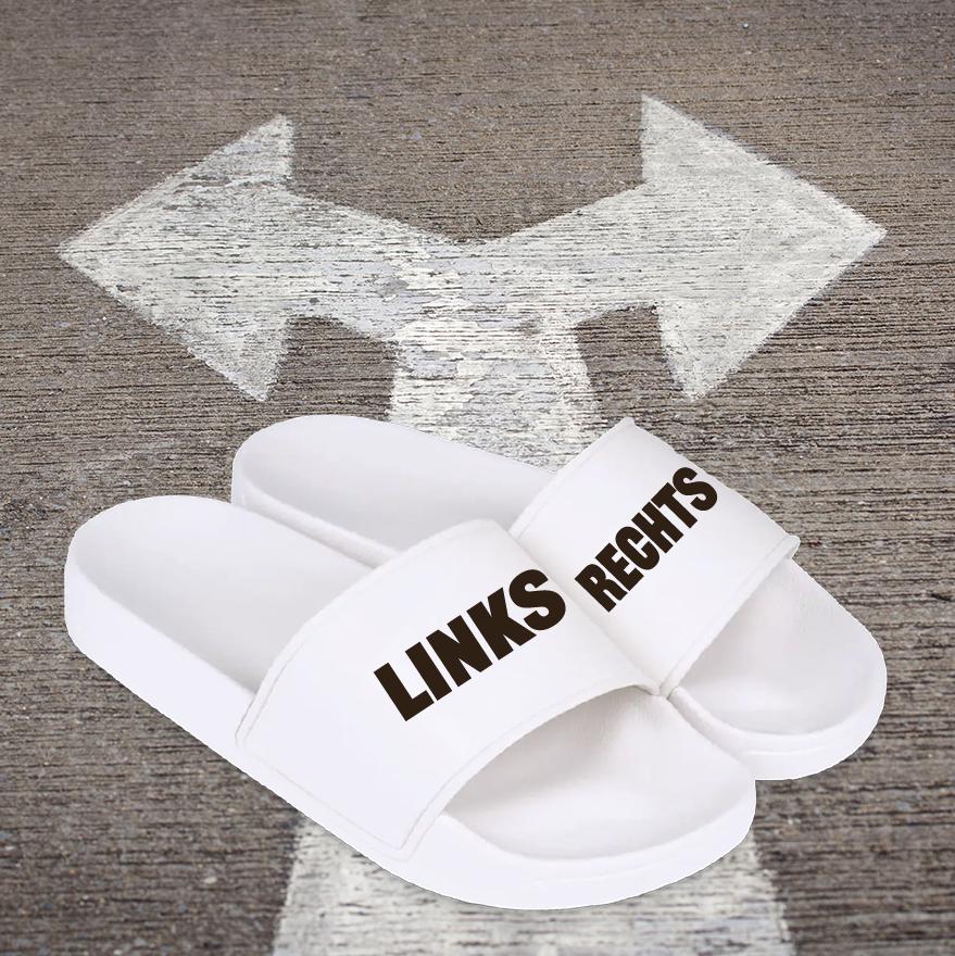 Badelatschen „Links & Rechts“ – lustige Unisex Slides