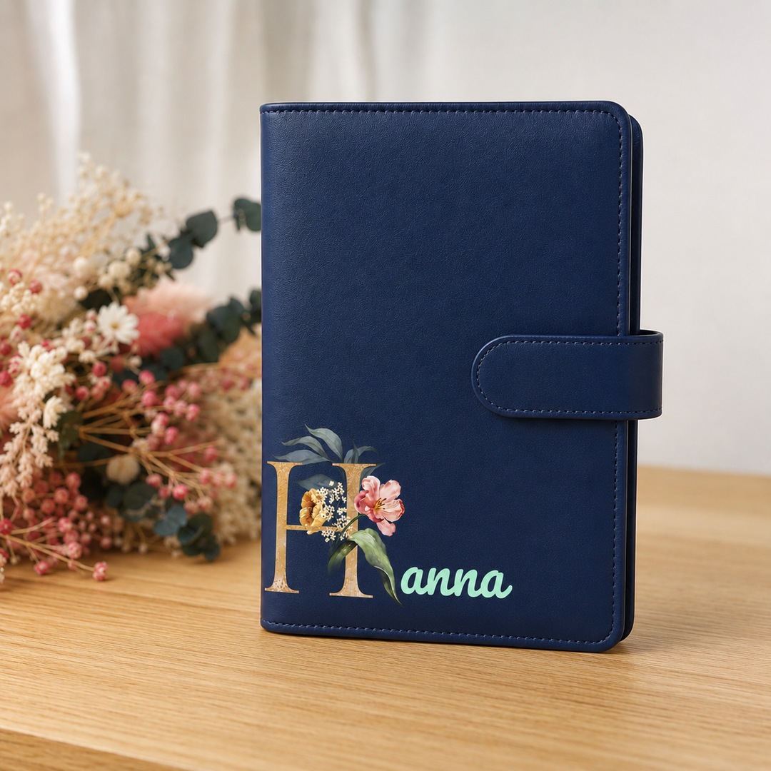 Budgetplaner A6 personalisiert „Blumen-Monogramm“ mit Initiale
