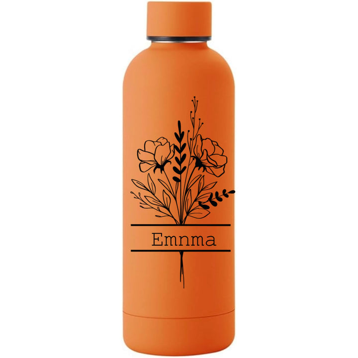 Isolierflasche 500ml personalisiert „Blumen" mit Namen | Ganz nach Wunsch