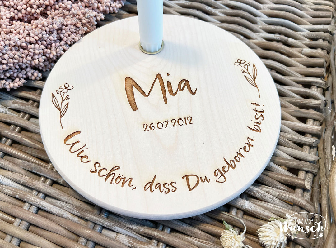 Geburtstags-Holzscheibe – personalisiert mit Name und Datum
