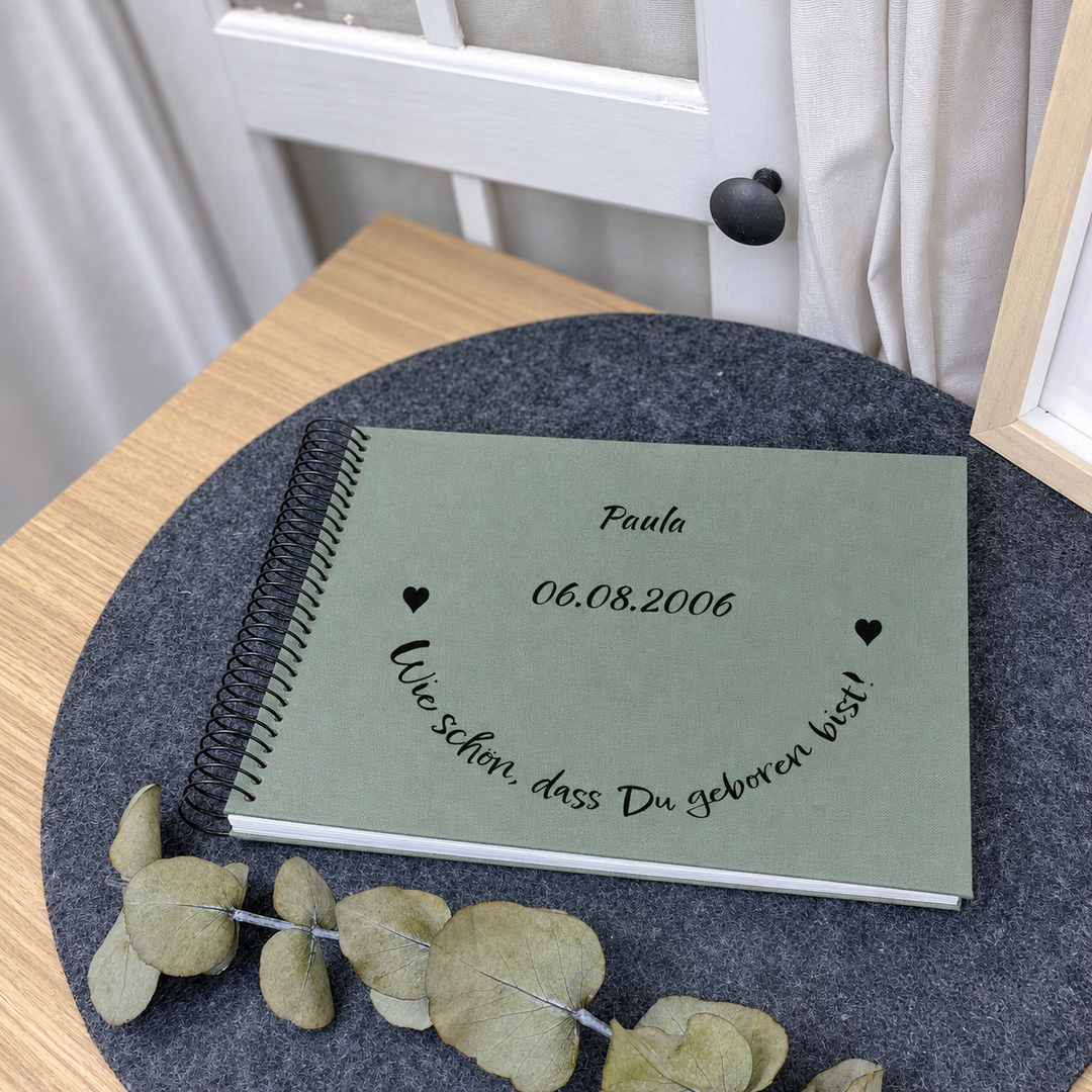 Spiralalbum Geburtstag „Schön dass du geboren bist“ personalisiert