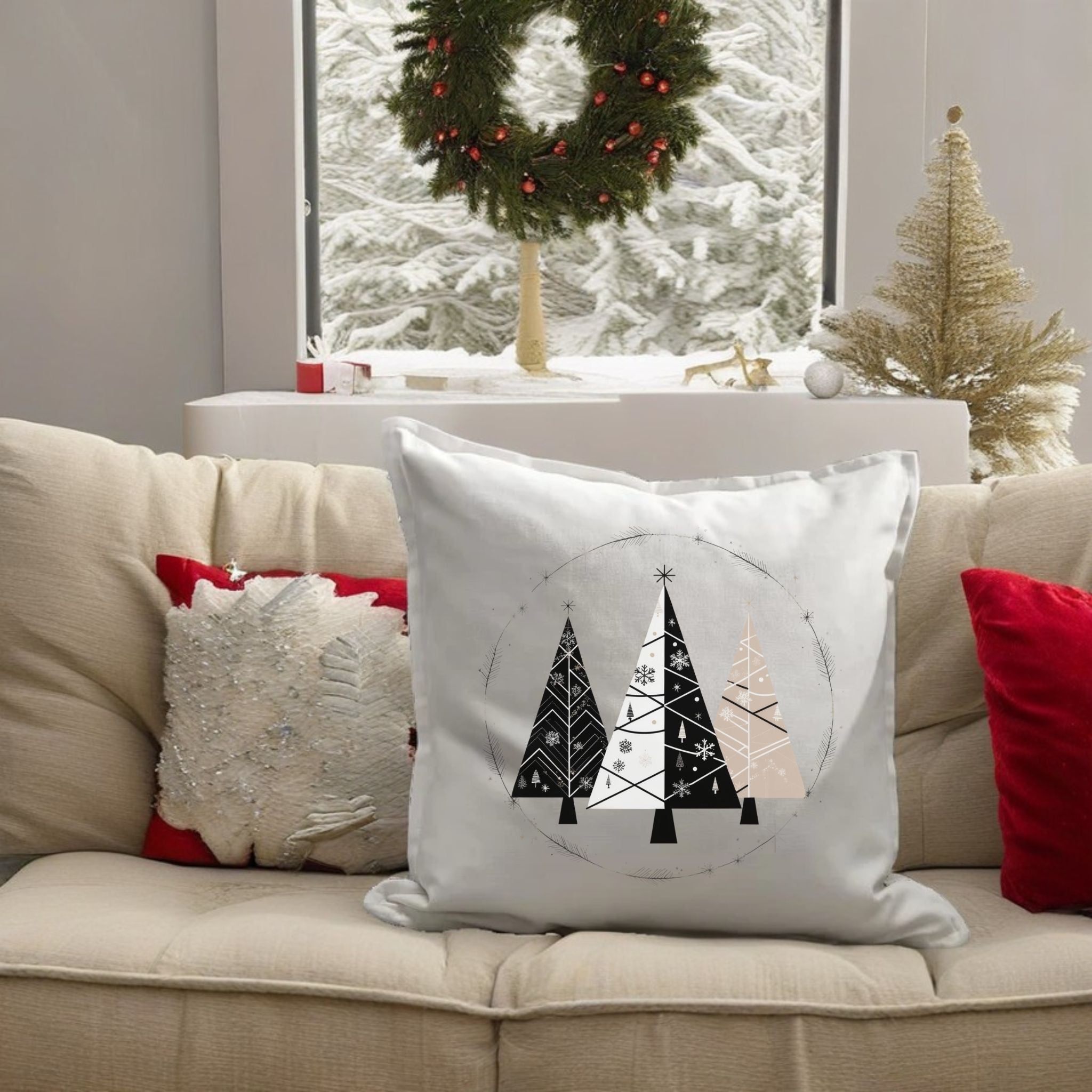 Moderner Weihnachtskissenbezug – Stilvolle Tannenbäume für festliche Eleganz! 🎄✨