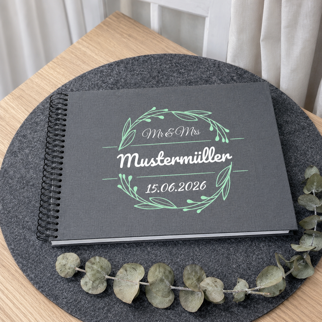 Hochzeitsalbum personalisiert Mr & Mrs – Spiralalbum 20x20 mit Namen & Datum