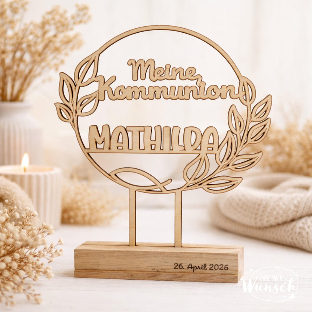 Holzaufsteller zur Konfirmation oder Kommunion – personalisiert mit Namen