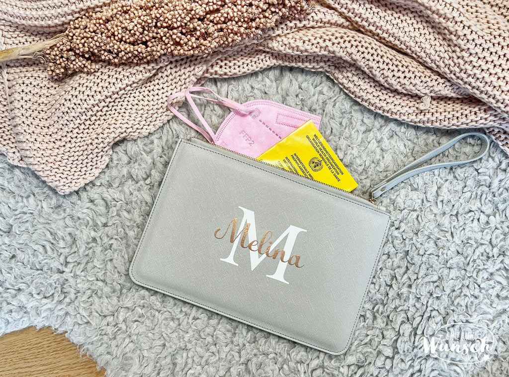 Personalisierte Clutch | Brautgeschenk | Handtasche für die Hochzeit | Brauttasche | Pouch Ivory | mit Brautname | Geschenk für Freundin