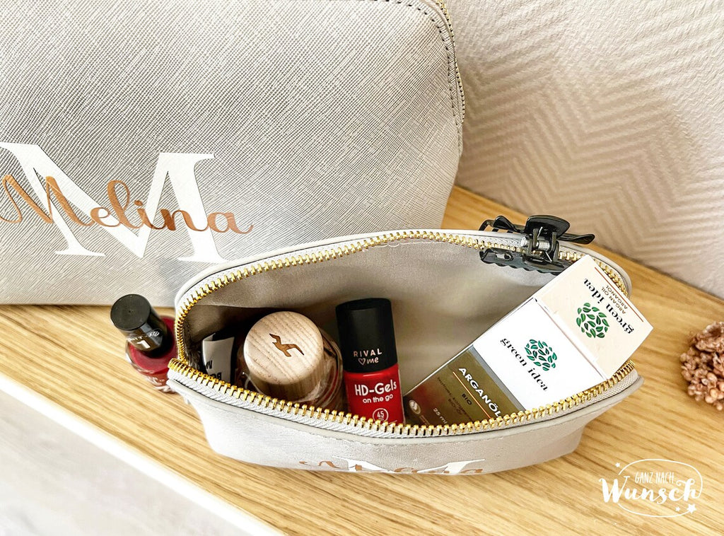 Kosmetiktasche mit tollem Frauenmotiv Personalisierung | Personalisierter Kosmetikbeutel | personalisierte Kulturtasche | Schminktasche Name
