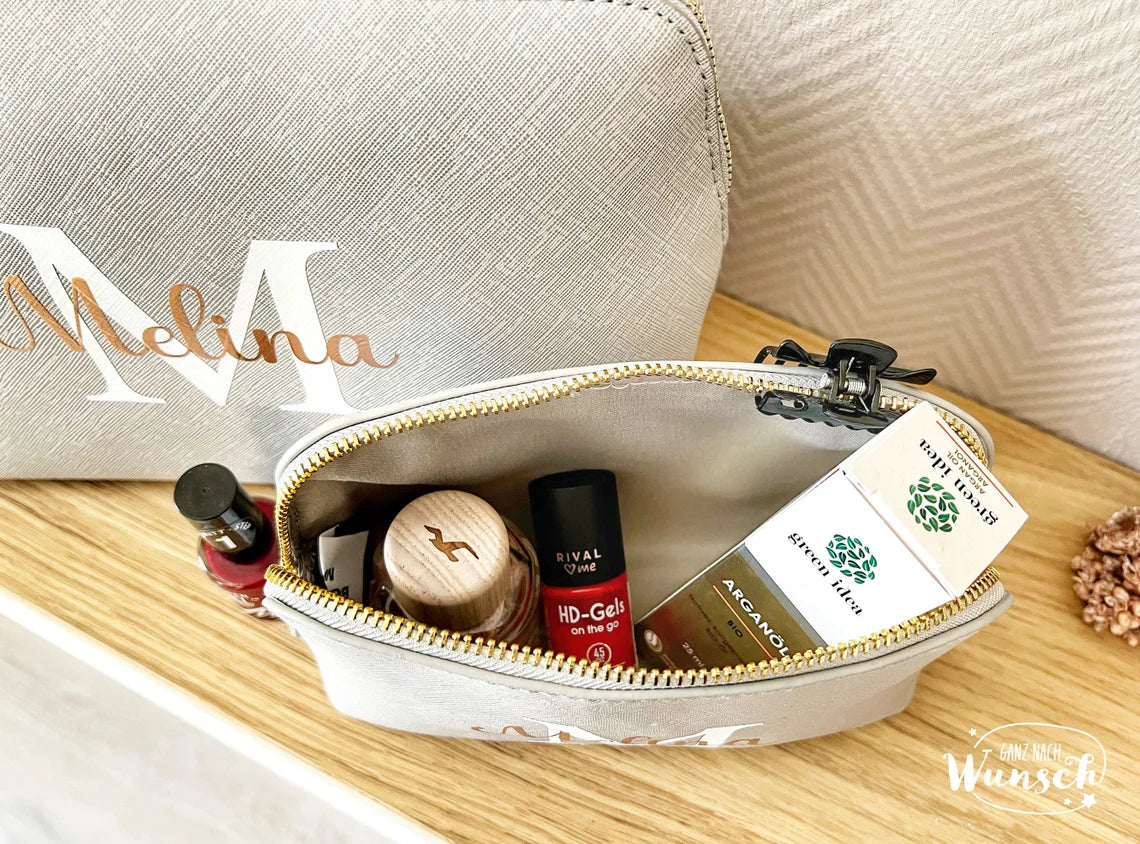 Personalisierte Kosmetiktasche mit Initial und Name | Personalisierter Kosmetikbeutel | personalisierte Kulturtasche | Schminktasche