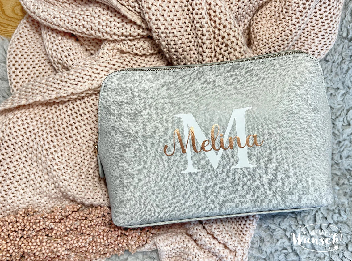 Personalisierte Kosmetiktasche mit Initial und Name | Personalisierter Kosmetikbeutel | personalisierte Kulturtasche | Schminktasche