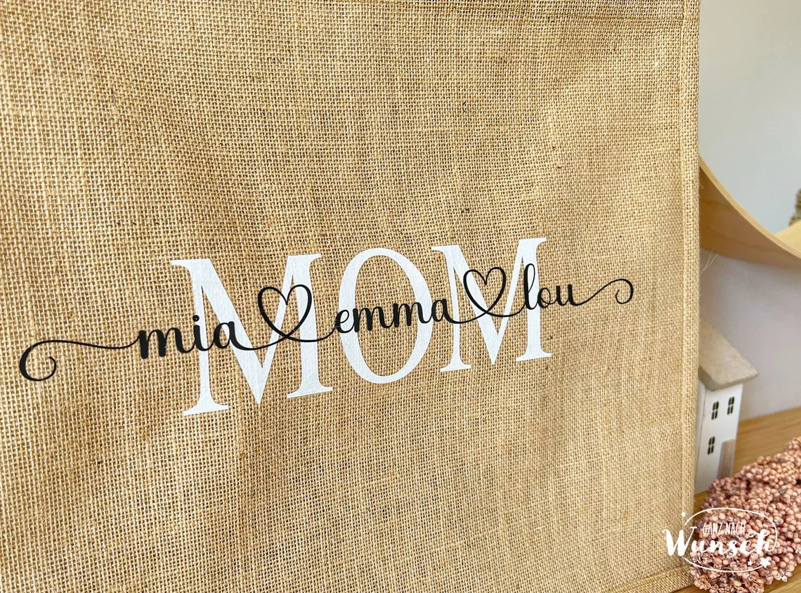 Jutetasche personalisiert | Jutebeutel | Juteshopper mit Namen Initial | Jute | Einkaufstasche | Muttertag Geschenk für Oma Mama Freundin