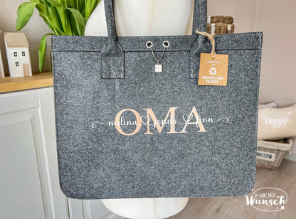 Filz City Shopper personalisiert | Filz | Tasche mit Namen Initial | Oma | Einkaufstasche | Muttertag Geschenk für Oma Mama Freundin