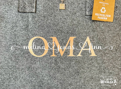 Filz City Shopper personalisiert | Filz | Tasche mit Namen Initial | Oma | Einkaufstasche | Muttertag Geschenk für Oma Mama Freundin