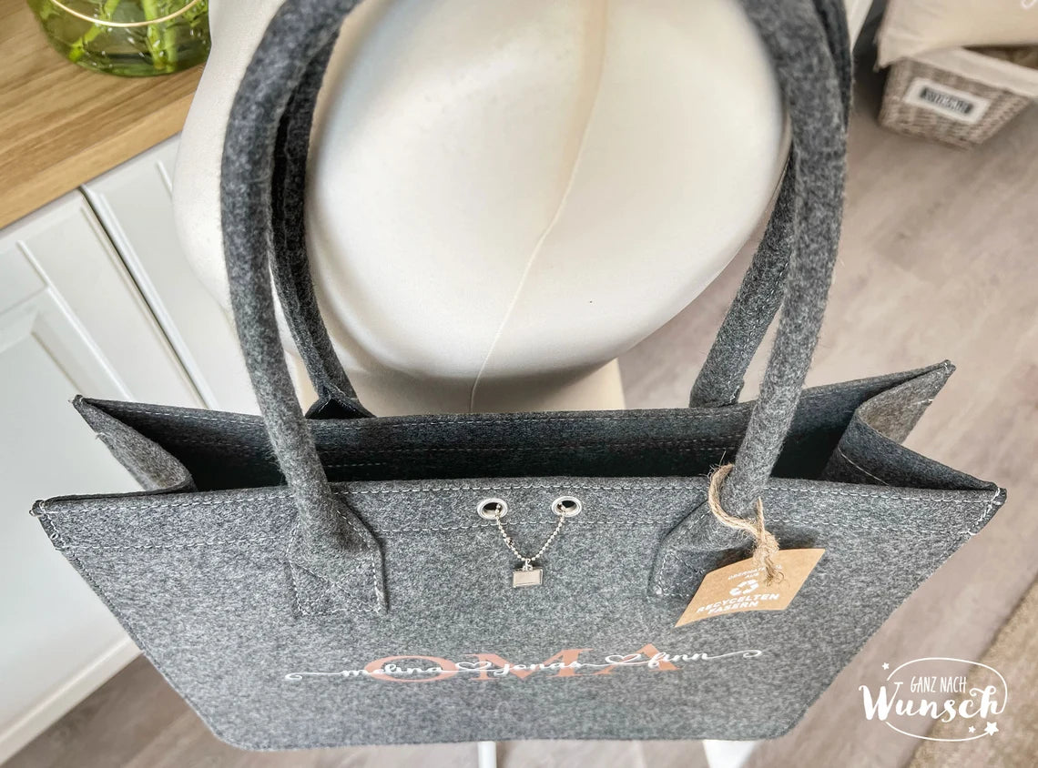 Filz City Shopper personalisiert | Filz | Tasche mit Namen Initial | Oma | Einkaufstasche | Muttertag Geschenk für Oma Mama Freundin