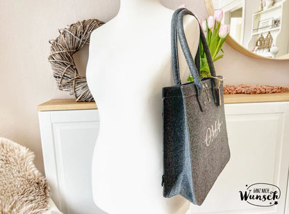Filz City Shopper personalisiert | Filz | Tasche mit Namen Initial | Oma | Einkaufstasche | Muttertag Geschenk für Oma Mama Freundin