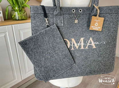 Filz City Shopper personalisiert | Filz | Tasche mit Namen Initial | Oma | Einkaufstasche | Muttertag Geschenk für Oma Mama Freundin