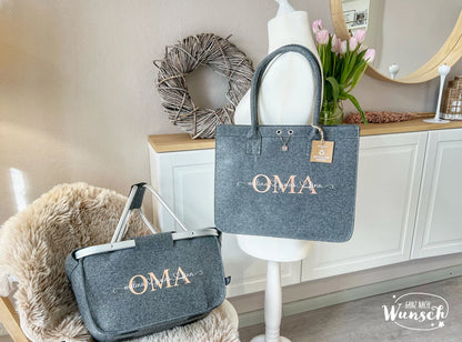 Filz City Shopper personalisiert | Filz | Tasche mit Namen Initial | Oma | Einkaufstasche | Muttertag Geschenk für Oma Mama Freundin