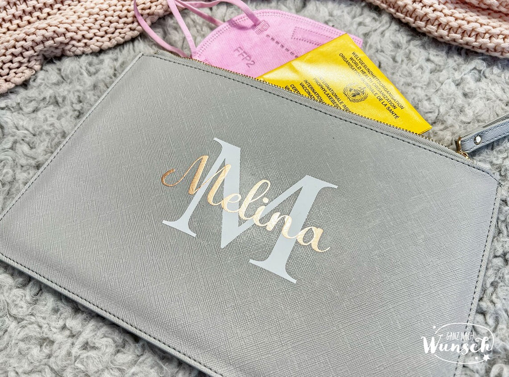 Personalisierte Clutch | Brautgeschenk | Handtasche für die Hochzeit | Brauttasche | Pouch Ivory | mit Brautname | Geschenk für Freundin