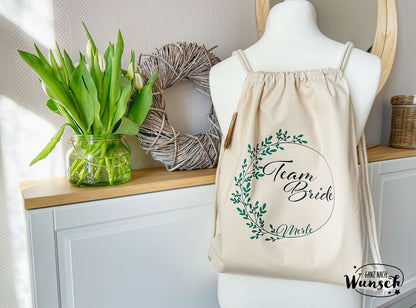 Personalisierte JGA Beutel | Junggesellinnenabschied | Turnbeutel | Bride & Team Bride | Hochzeit JGA Geschenk Braut Brautjungfern