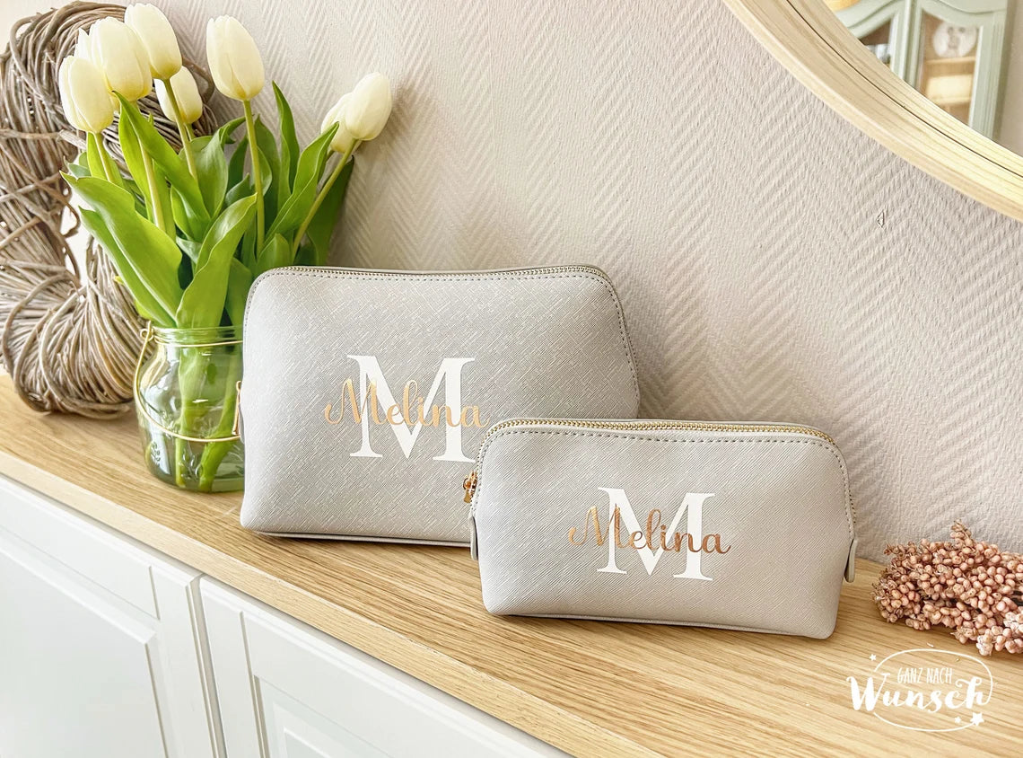 Personalisierte Kosmetiktasche mit Initial und Name | Personalisierter Kosmetikbeutel | personalisierte Kulturtasche | Schminktasche