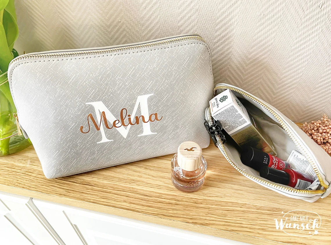 Personalisierte Kosmetiktasche mit Initial und Name | Personalisierter Kosmetikbeutel | personalisierte Kulturtasche | Schminktasche