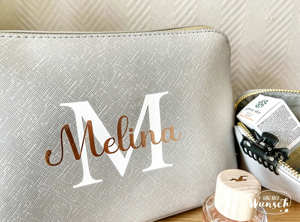 Personalisierte Kosmetiktasche mit Initial und Name | Personalisierter Kosmetikbeutel | personalisierte Kulturtasche | Schminktasche